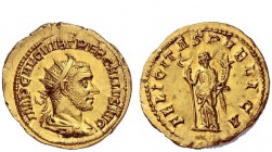 The Roman Empire 
 Trebonianus Gallus, 251 – 253 
 Binio circa 251-253, AV 6.36 g. IMP CAE C VIB TREB GALLVS AVG Radiate, draped and cuirassed bust ...