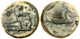 (hacia 27 a.C.). Galia. Forum Iulii (Fréjus). AE15. (Feugère M., PYM. 22 p. 167). 3,31 g. Muy rara. MBC-.