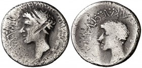 (20-19 a.C.). Mauritania. Juba II y Cleopatra. Denario. (S.GIC. 6000). 3,45 g. Rara. BC.