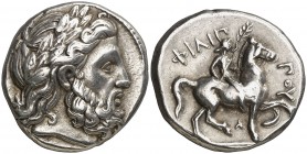 Imperio Macedonio. Filipo II (359-336 a.C.). Amfípolis. Tetradracma. (S. 6683 var) (CNG. III, 865). 14,37 g. Atractiva. Ex Roma Numismatics, 07/04/201...
