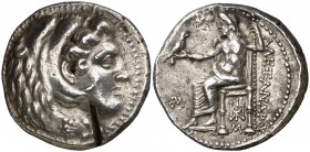 Imperio Macedonio. Alejandro III, Magno (336-323 a.C.). Babilonia. Tetradracma. (S. 6719 var) (MJP. 3660). 17,21 g. Golpe de cizalla en anverso. EBC-.