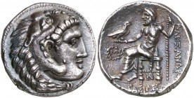 Imperio Macedonio. Alejandro III, Magno (336-323 a.C.). Tetradracma. (S. 6724 var) (MJP. falta). 16,47 g. Pátina. Atractiva. EBC-.