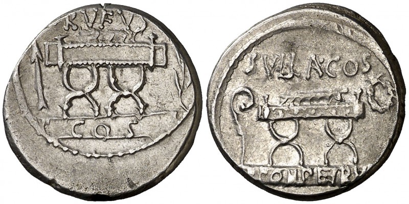 (hacia 54 a.C.). Gens Pompeia. Denario. (Bab. 5) (Craw. 434/2). 4,03 g. Anverso ...