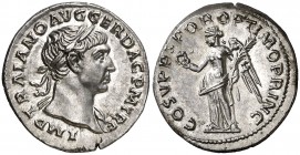 (107 d.C.). Trajano. Denario. (Spink 3129) (S. 74) (RIC. 128). 3,42 g. EBC.
