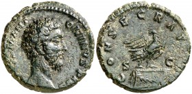 (180 d.C.). Marco Aurelio. As. (Spink 5987) (Co. 86) (RIC. 664, de Cómodo). 9,95 g. MBC+.