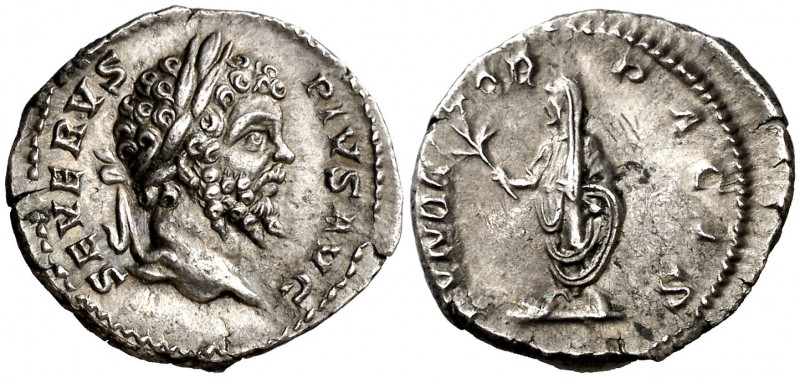 (201 d.C.). Septimio Severo. Denario. (Spink 6282) (S. 205) (RIC. 265). 3,36 g. ...