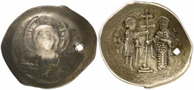 Alejo I, Comneno (1081-1118). Tesalónica. Histamenon nomisma. (Ratto 2123, de Manuel I, Comneno) (S. 1905). 3,92 g. Perforación. (RC/MBC).