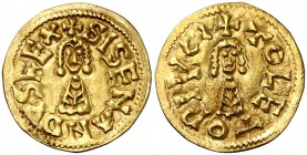 Sisenando (631-636). Toleto (Toledo). Triente. (CNV. 354) (R.Pliego 450b). 1,31 g. Escasa. EBC-.