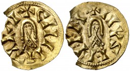 Chintila (636-639). Eliberri (Granada). Triente. Inédita. 1 g. Cospel faltado. Rarísima. (EBC-).
