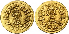 Chintila (636-639). Toleto (Toledo). Triente. (CNV. 376) (R.Pliego 482a). 1,35 g. Escasa. EBC-.