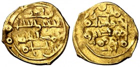 Taifa de Almería. Abd al-Aziz al-Mansur. Moneda de oro sin orlas. (Medina 81) (Prieto 176a). 0,70 g. EBC-.