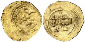 Taifa de Valencia. Abd al-Aziz al-Mansur, a nombre de Ibn Nachba. Fracción de dinar sin orlas. (V. 1387) (Prieto 147) (Cru.C.G. 1565). 1,68 g. Vives l...