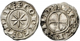 Bertran d'Urgell (1150-1207). Diner. (Cru.V.S. 183.1) (Cru.C.G. 2043a). 0,75 g. Manchitas en reverso. Rara. (EBC-).