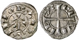 Alfons I (1162-1196). Barcelona. Diner. (Cru.V.S. 296) (Cru.C.G. 2100). 0,90 g. Concreciones. (MBC+).