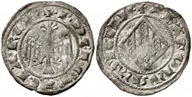 Pere II (1276-1285). Sicília. Doble diner. (Cru.V.S. 329) (Cru.C.G. 2146). 0,84 g. Buen ejemplar. Rara. MBC.