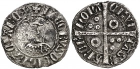 Jaume II (1291-1327). Barcelona. Croat. (Cru.V.S. 339 var) (Cru.C.G. 2156a). 2,32 g. Flores de 5 pétalos. Oxidaciones. MBC-.