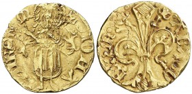 Alfons IV (1416-1458). Mallorca. Florí. (Cru.V.S. 802) (Cru.C.G. 2844). 3,48 g. Marcas: perros. Grieta. Buen ejemplar. Ex ANE 04/1985, nº 352. MBC+.