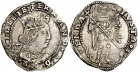 Ferran I de Nàpols (1458-1494). Nàpols. Coronat. (Cru.V.S. 1022) (Cru.C.G. 3435). 3,96 g. Cospel ligeramente irregular. MBC/MBC+.