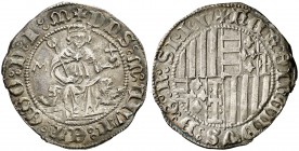 Ferran I de Nàpols (1458-1494). Nàpols. Carlí. (Cru.V.S. 1030) (Cru.C.G. 3443). 3,44 g. Ex Colección Ramon Muntaner 24/04/2014, nº 620. Escasa. MBC+....