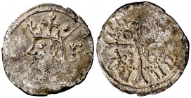 Ferran II (1479-1516). Barcelona. Quart de croat. (Cru.V.S. 1150.1) (Cru.C.G. 3082b). 0,75 g. Grieta que atraviesa la moneda. Rara. (MBC-).