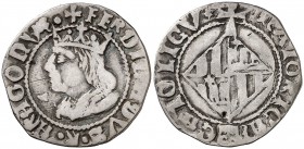 Ferran II (1479-1516). Mallorca. Ral. (Cru.V.S. 1180) (Cru.C.G. 3094 var). 1,81 g. Letras A latinas y góticas en reverso. Nombre del rey no catalogado...