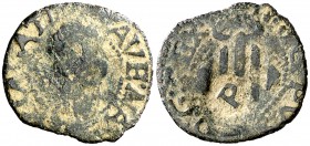 s/d. Felipe II. Puigcerdà. 1 ardit. (Cal. 843) (Cru.C.G. 3829b). 0,82 g. Contramarca: P. MBC-.
