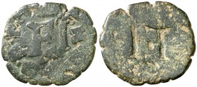 s/d. Felipe II. Pamplona. 4 cornados. (Cal. tipo 473). 1,90 g. Reverso incuso. Rara. BC+.