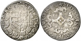 1594. Felipe II. Maestricht. 1/20 de escudo felipe. (Vti. falta) (Vanhoudt 310.MA) (Van Gelder & Hoc 215-2b). 2,97 g. Ex Colección Rocaberti Áureo 19/...