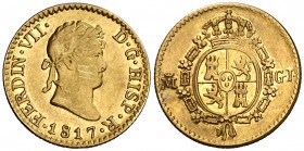 1817. Fernando VII. Madrid. GJ. 1/2 escudo. (Cal. 360). 1,85 g. Bonito color. MBC+.