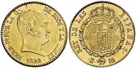 1822. Fernando VII. Madrid. SR. 80 reales. (Cal. 218). 6,73 g. Tipo "cabezón". Bella. Rara así. EBC-/EBC.