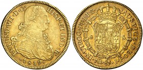 1819. Fernando VII. Santa Fe de Nuevo Reino. JF. 8 escudos. (Cal. 110) (Cal.Onza 1338) (Restrepo 127-32b). 27 g. El 8 del valor y de la fecha más pequ...