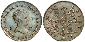 1847. Isabel II. Segovia. 2 maravedís. (Cal. 559). 2,30 g. EBC-/EBC.