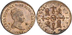1847. Isabel II. Jubia. 4 maravedís. (Cal. 517). 4,74 g. Brillo original. EBC/EBC+.