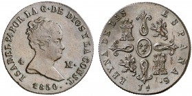 1850. Isabel II. Jubia. 4 maravedís. (Cal. 520). 5,30 g. Leves impurezas. EBC-.