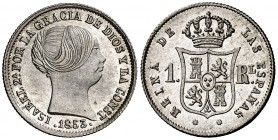 1853. Isabel II. Barcelona. 1 real. (Cal. 398). 1,31 g. EBC.