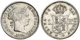 1864. Isabel II. Sevilla. 1 real. (Cal. 444). 1,30 g. Leves golpecitos. EBC-.