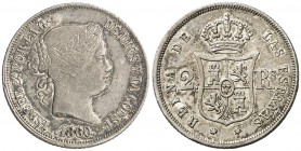 1860. Isabel II. Madrid. 2 reales. (Cal. 369). 2,53 g. Escasa así. MBC+/EBC-.