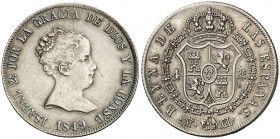 1849. Isabel II. Madrid. CL. 4 reales. (Cal. 296). 5,23 g. Rayitas. MBC+/EBC-.