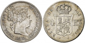 1863. Isabel II. Madrid. 4 reales. (Cal. 309). 5,20 g. Pátina. EBC-/EBC.
