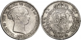 1850. Isabel II. Madrid. 20 reales. (Cal. 171). 25,94 g. MBC-.