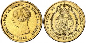 1850. Isabel II. Madrid. CL. Doblón de 100 reales. (Cal. 3). 8,33 g. MBC+.