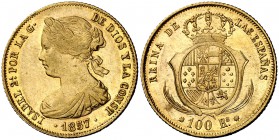 1857. Isabel II. Barcelona. 100 reales. (Cal. 10). 8,38 g. MBC+.