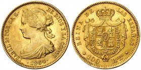 1864. Isabel II. Madrid. 100 reales. (Cal. 29). 8,35 g. Bella. EBC.