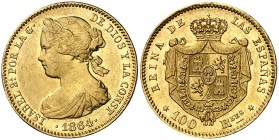 1864. Isabel II. Madrid. 100 reales. (Cal. 29). 8,39 g. MBC+/EBC-.