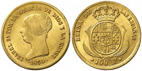 1854. Isabel II. Sevilla. 100 reales. (Cal. 32). 8,39 g. Escasa. EBC-.