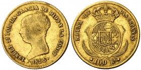 1855. Isabel II. Sevilla. 100 reales. (Cal. 33). 8,39 g. MBC-/MBC.