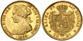 1868*1868. Isabel II. Madrid. 10 escudos. (Cal. 47). 8,41 g. EBC-/EBC.