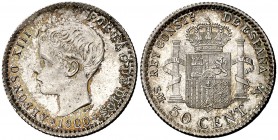 1900*00. Alfonso XIII. SMV. 50 céntimos. (Cal. 60). 2,57 g. Bella. S/C-.