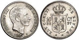 1885. Alfonso XII. Manila. 10 centavos. (Cal. 98). 2,58 g. Bella. S/C-.