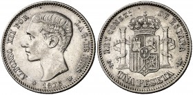 1876*1876. Alfonso XII. DEM. 1 peseta. (Cal. 54). 5 g. MBC+.